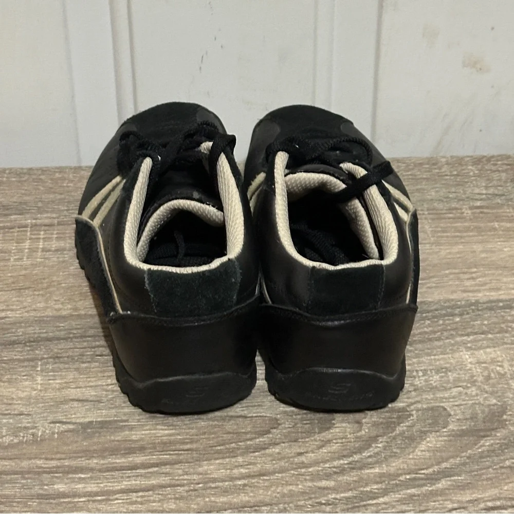 Vtg Y2K Skechers Shoes Womens Sz 6.5 Black Leather‎ Suede Bowling Chunky 45410